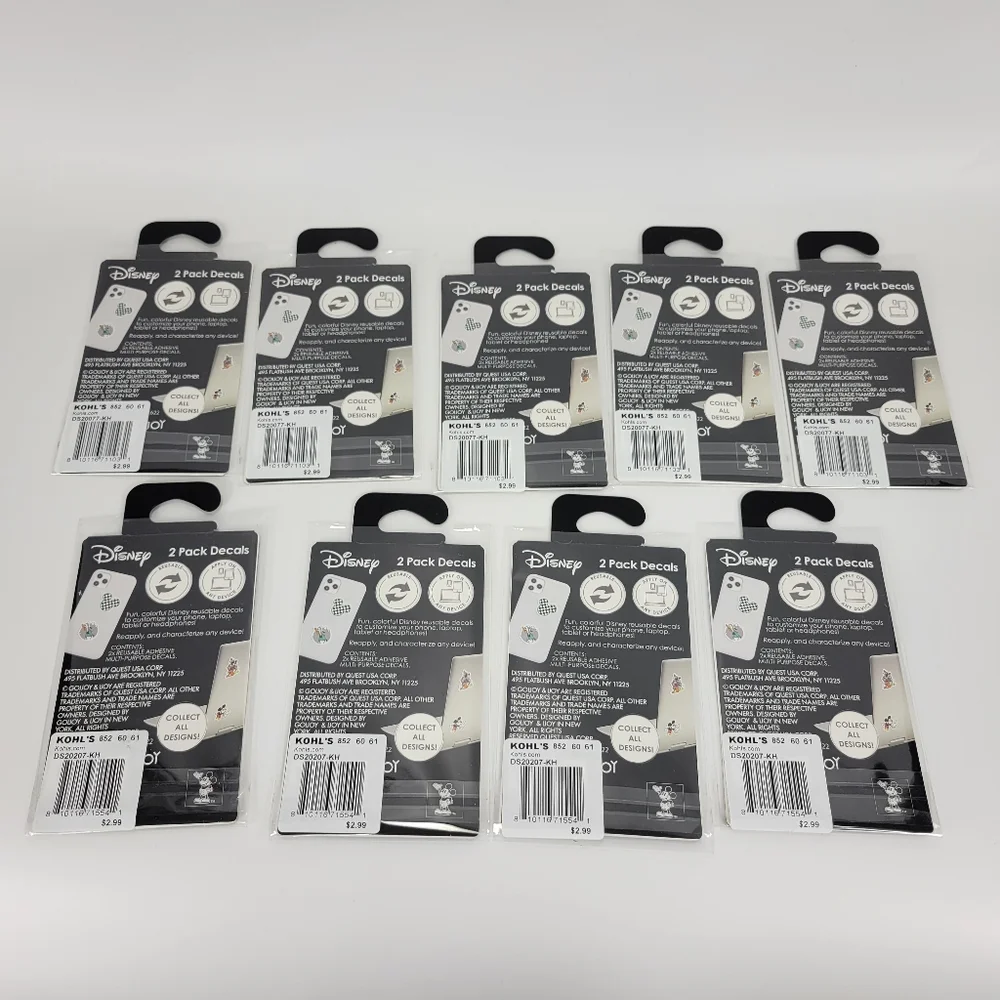 Lot Of 9 Disney Mickey Minnie Mouse And Friends 2-Pack Reusable Adhesive Decals